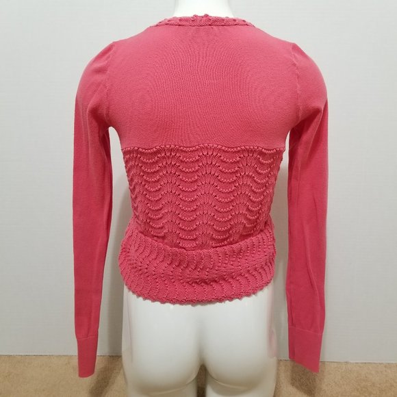 Free People cardigan Small crochet button front sweater pointelle NEEDS REPAIR - Picture 3 of 14